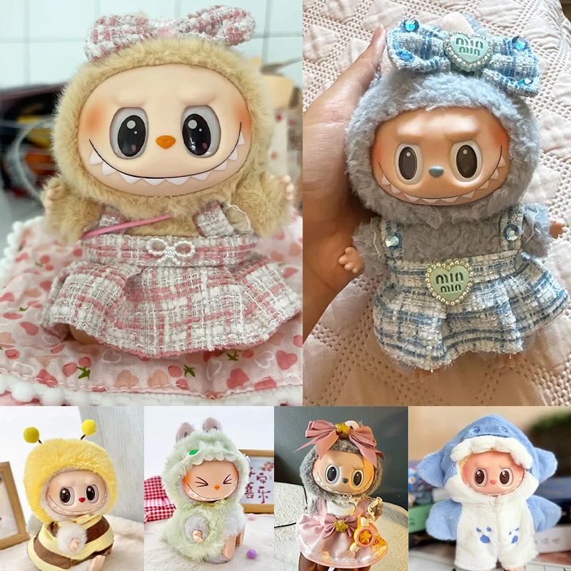 

Doll clothes for Labubu Outfit V1 V2 V3 17cm Dolls Sitting Accessories Glasses Clothing Designer Kids Gift Sweater Hat Bag Set