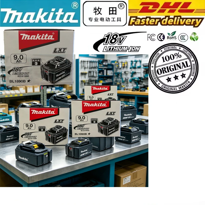 

2026 New Lithium-ion 18V Makita 9.0Ah Rechargeable Battery Charger and DGA404 DTD173 TWO04G DTW700 High-Quality Power Tool.