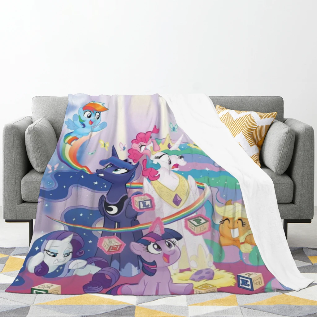 Fluffy Baby Blanket My Little Pony Sofa Camp Nap Bedspread Cozy Flannel Blanket Bedroom Decor