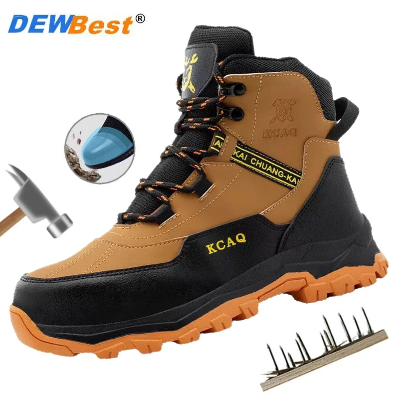 

Высокие мужские туфли со стальной головкой, противоударная, противопрокольная защитная обувь, уличная походная рабочая обувь, кевларовая подошва