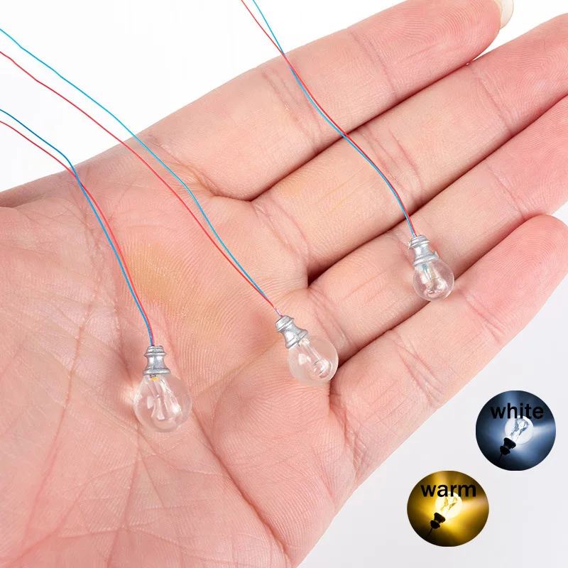 Mini-LED-Glühbirnenlampe, Modell im Maßstab 1:87, 1:100, 1:150, Mikrolicht für Puppenhaus/Gebäudeszene, Beleuchtungsdekor, Diorama-Zubehör, 5 Stück – Detail 1