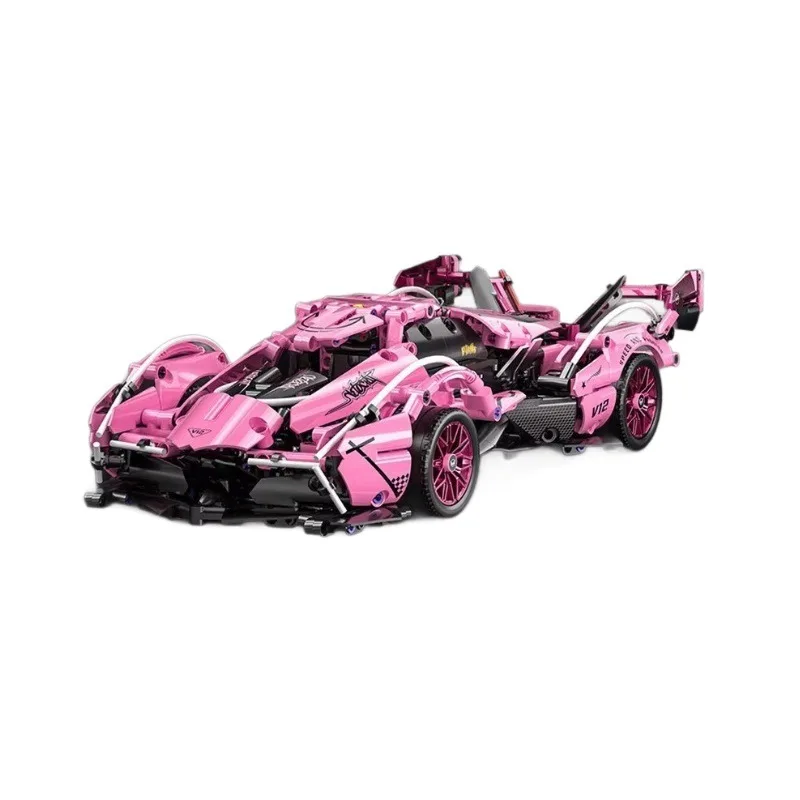 الوردي V12 بنة سيارة رياضية تجميع نموذج سيارة سباق الربط لعبة فتاة صبي هدية رامبو #3