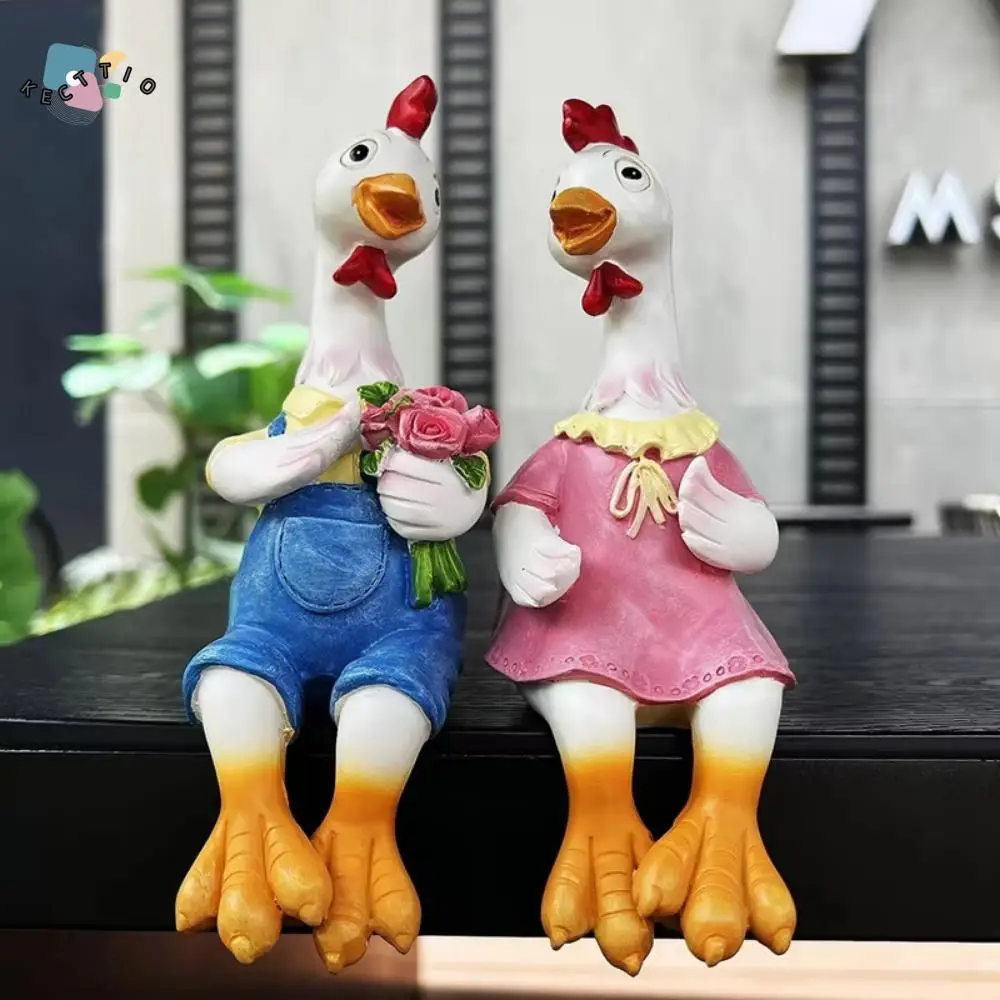 Estatua de pato de pareja resistente a la decoloración, adornos de pato de jardín de dibujos animados impermeables, figuras de pato de lectura bonitas, decoración del hogar, 1 par