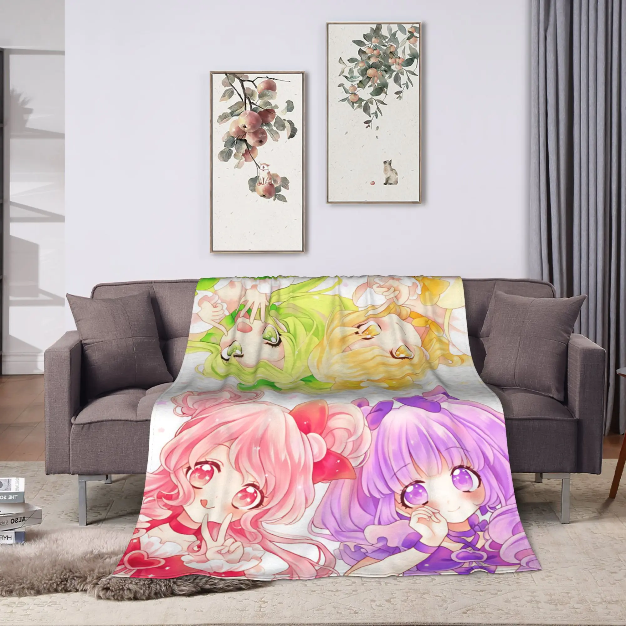 Pretty Cure  Blanket  Picnic Flannel Throw Blanket For Outdoor Soft Warm Customized Quality Bedspread Gift