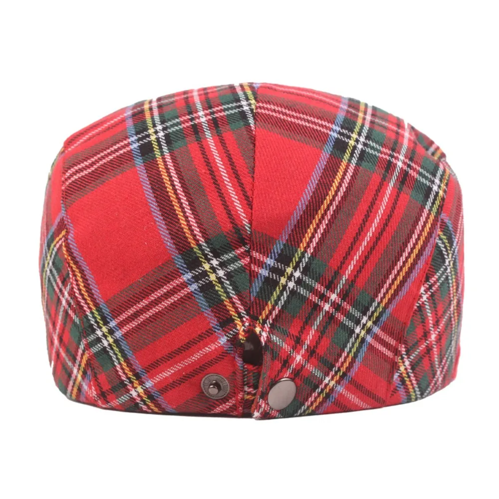 Casual Cotton Plaid Beret Cap Short Brim Retro British Forward Hat Casquette Peaked Cap Cloth Painter Cap Ladies