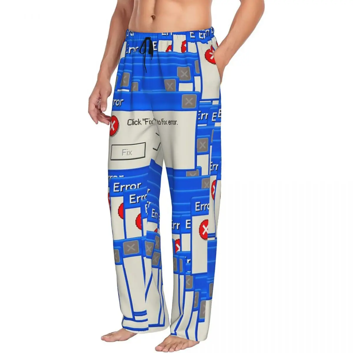 

Custom Windows Xp Error Tiled Men Pajama Pants Lounge Sleep Sleepwear Bottoms with Pockets