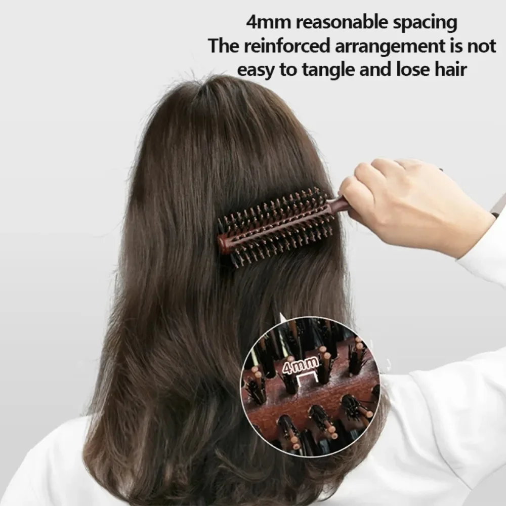 Boar Bristle Wooden Curly Hair Brush Anti Static Roller Brush Detangler Hair Comb Professional Barber Salon Hairdressing Tool