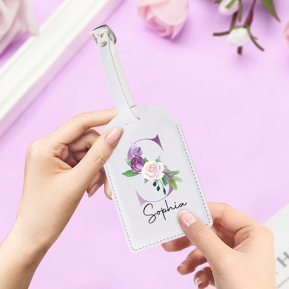 Personalised Custom Name Pu Luggage Tag Suitcase Label Baggage Boarding Tags Travel Accessorie Wedding Bridesmaid Gift for Her