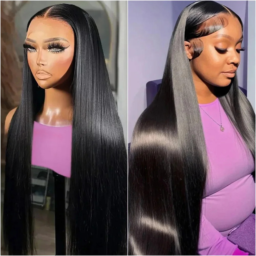 

13x6 HD Lace Front Wig Brazilian Straight Human Hair Wig For Women 220% Density 13x4HD Transparent Lace Frontal Wig 30 38 Inch