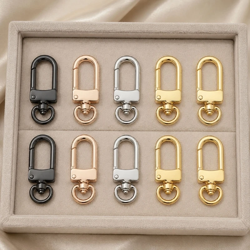 62KE Spring Gate Clasp Hooks 8 Piece Gold Tone Set for Keychain DIY