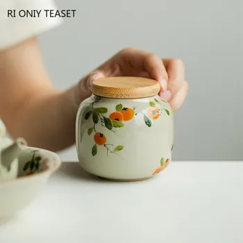 중국 세라믹 차 캐디, 손으로 그린 감차 항아리, 여행용 티백 보관함, 밀폐 용기, 보관 탱크 찻용품