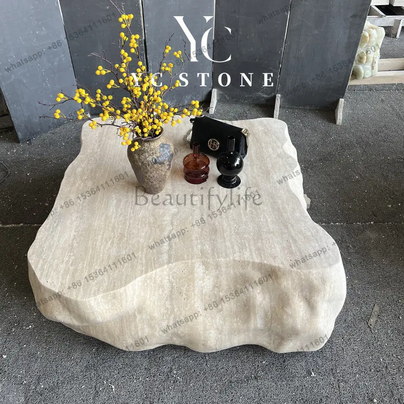Modern minimalist natural travertine coffee table retro premium table