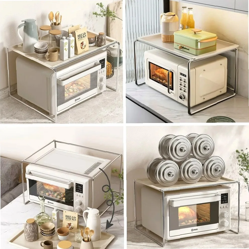 

Multifunctional Stainless Steel Kitchen Countertop Organizer for Microwave Oven Rice Cooker Storage Rack Stand