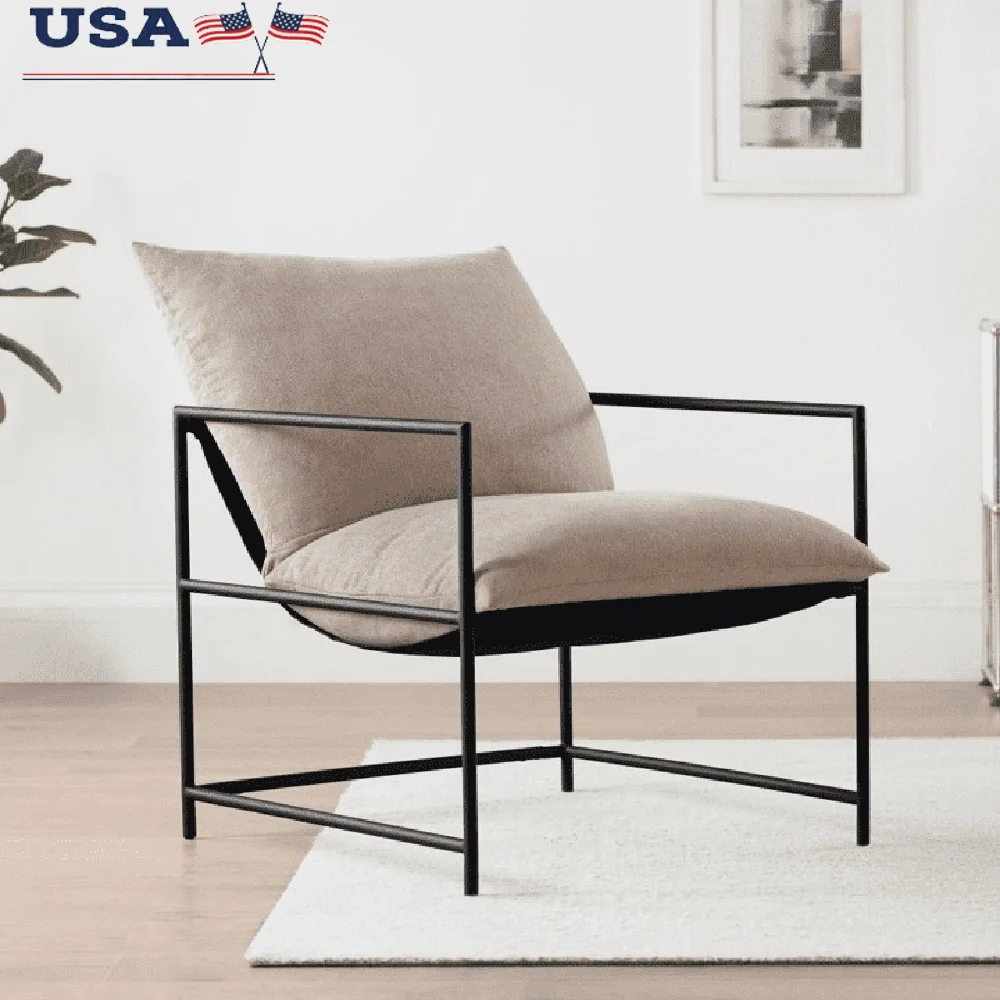 

Metal Framed Sling Accent Chair Comfortable Seating Modern Design Stylish Home Decor Indoor Outdoor Use Easy Assembly Sturdy