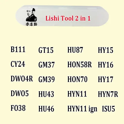 Nueva herramienta Lishi 2 en 1 B111 CY24 DWO4R DWO5 FO38 GT15 GM37 GM39 HU43 HU46 HU87 HON58R HON70 HYN11 HY15 HY16 HY17 HYN7R ISU5
