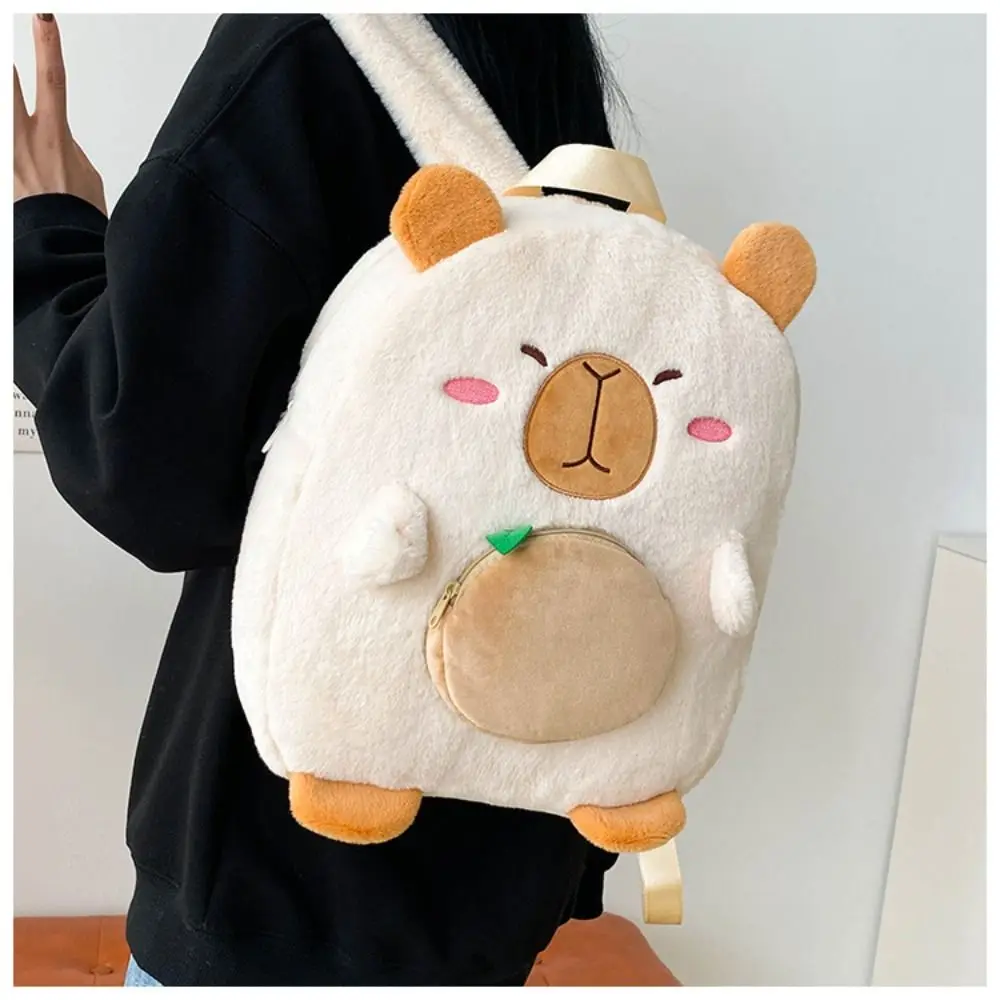 Kawaii Cartoon Capybara Rucksack Plüsch lustige Capybara Schult asche große Kapazität Kinder Geschenk Kinder Umhängetasche