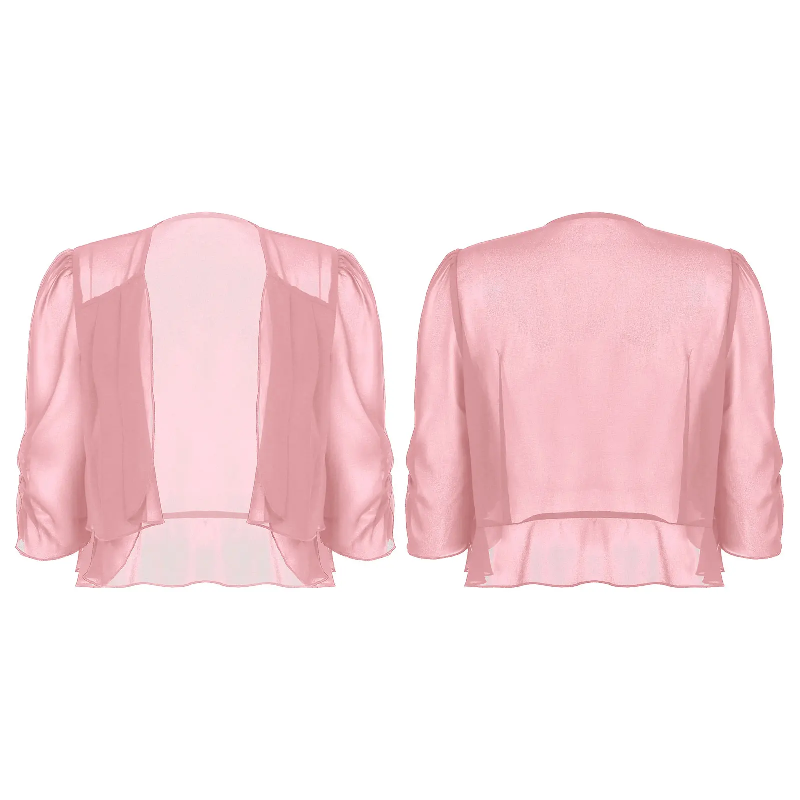 Elegant Women Ruffle Chiffon Shawls Bolero Open Front Cardigan Evening Cape Shrug Tops for Leotard Dress Accessory Cover Ups