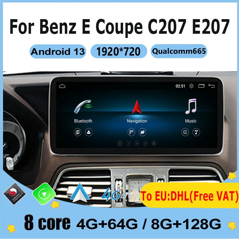 

Wireless Carplay Auto For Mercedes E Coupe W207 C207 2009 -2016 Snapdragon Android 13 Car Radio Multimedia Player GPS Navigation