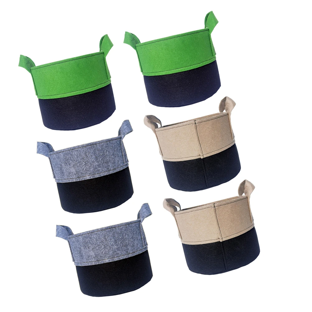 

6 Pcs 3 Gallon Dual Color Felt Grow Bags Planting Pouches Fabric Pots Vegetable Fruit Potato Garden Balcony Yard Container
