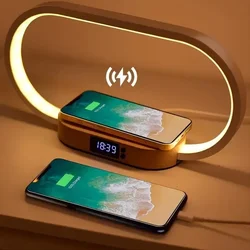 Bezprzewodowa ładowarka wielofunkcyjna podstawka pod podpórka z zegarem lampka nocna lampka biurkowa USB Port stacja dokująca do iPhone Samsung