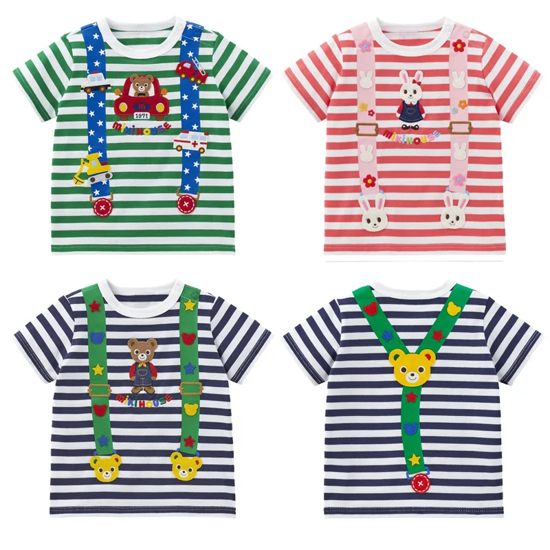 

Girls Clothes Summer New Boy Cartoon Car Bear Bunny Strap Short Sleeve T-shirt Top