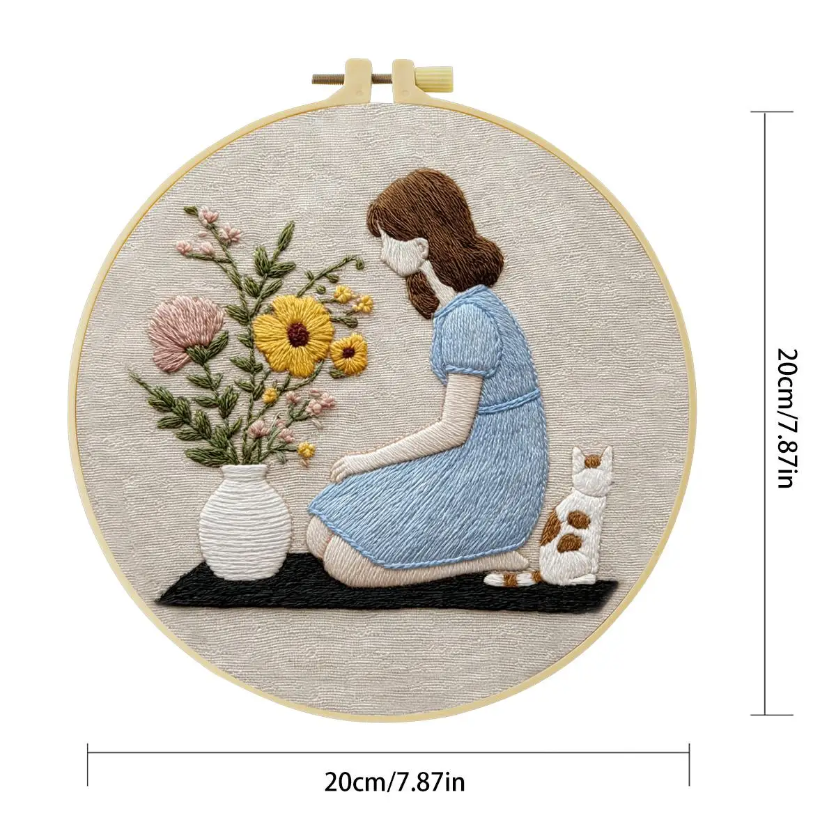 1 Stück 20X20CM/15X15CM 7,87/6,3 Zoll Stickerei-Starter-Kit DIY-Kit DIY-Stickerei-Set Handarbeiten Nadelkunst Malerei – Detail 5