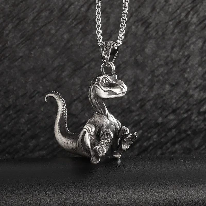 Classic Fashion Mr. Crocodile Animal Pendant Necklace Men's Trendy Hip Hop Punk Jewelry Gift