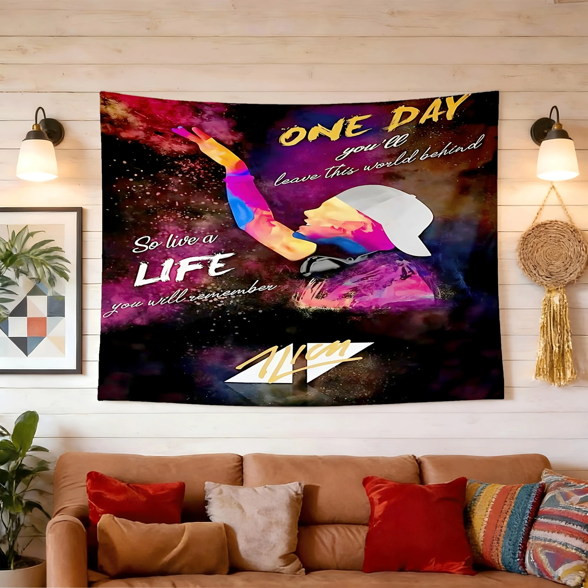 Avicii Cover Peach Skin Wall Tapestry | Polyester, Ideal for Bedroom, Living Room, Dorm, Party, Unique Birthday and Holiday Gift for Friends, Women, Dorm Room Additions