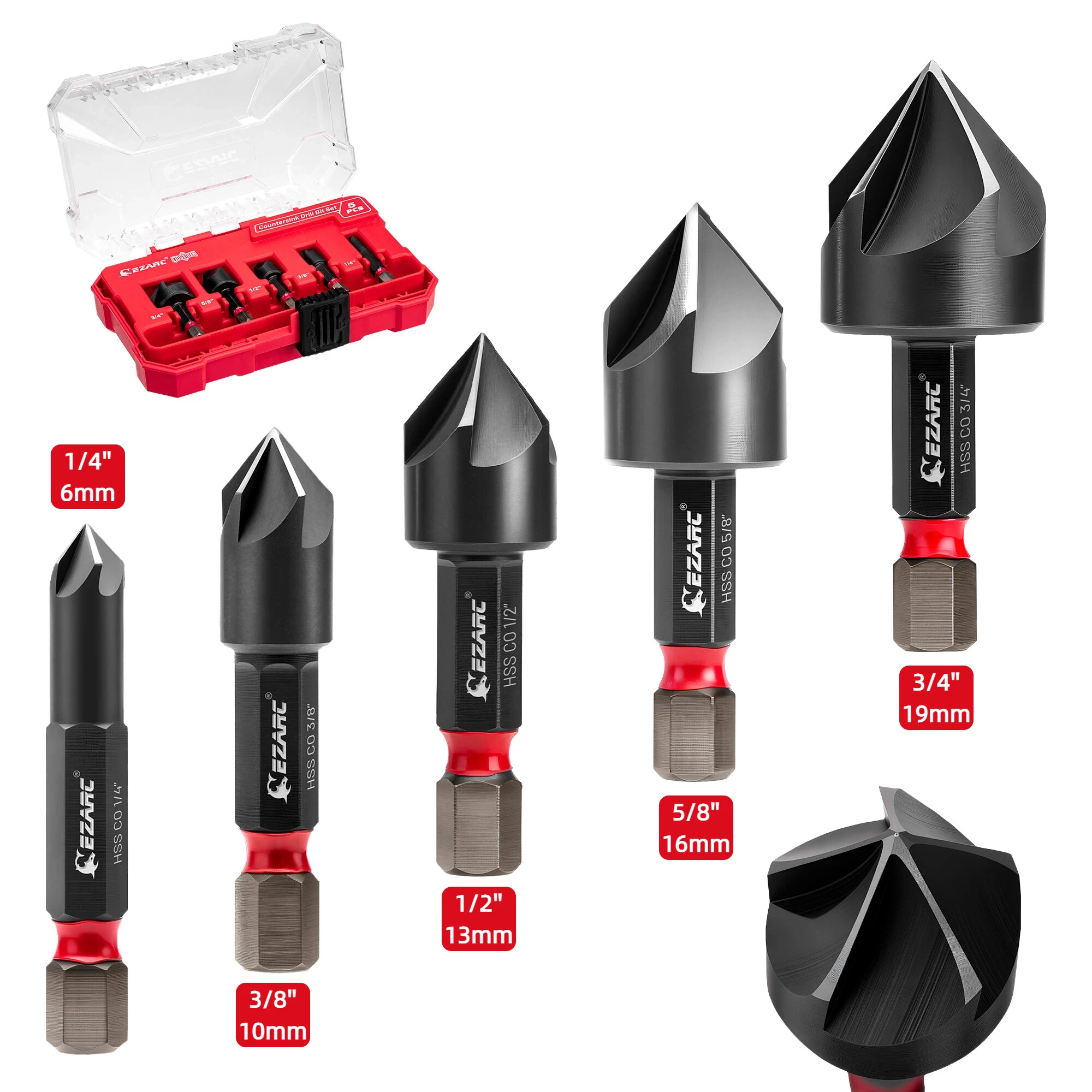 ezarc-5pcs-countersink-drill-bit-set-for-hard-metal-titanium-aluminum-nitride-coated-counter-sink-drill-bit-with-1-4-hex-shank