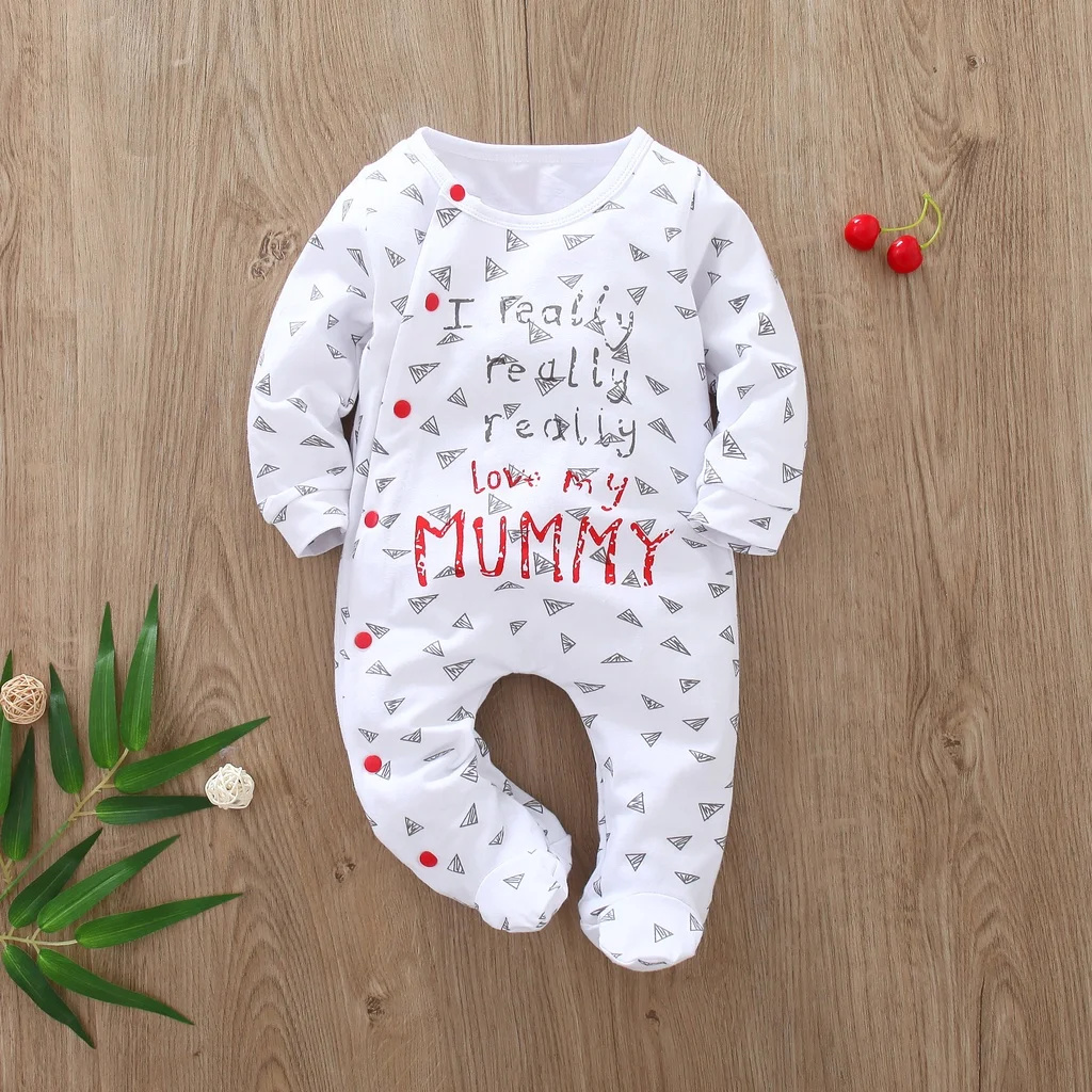 Baby Boys Girls Romper Cotton Long Sleeve Letter Daddy Mummy & Me Letter Jumpsuit Newborn Clothes Baby Clothing Outfits