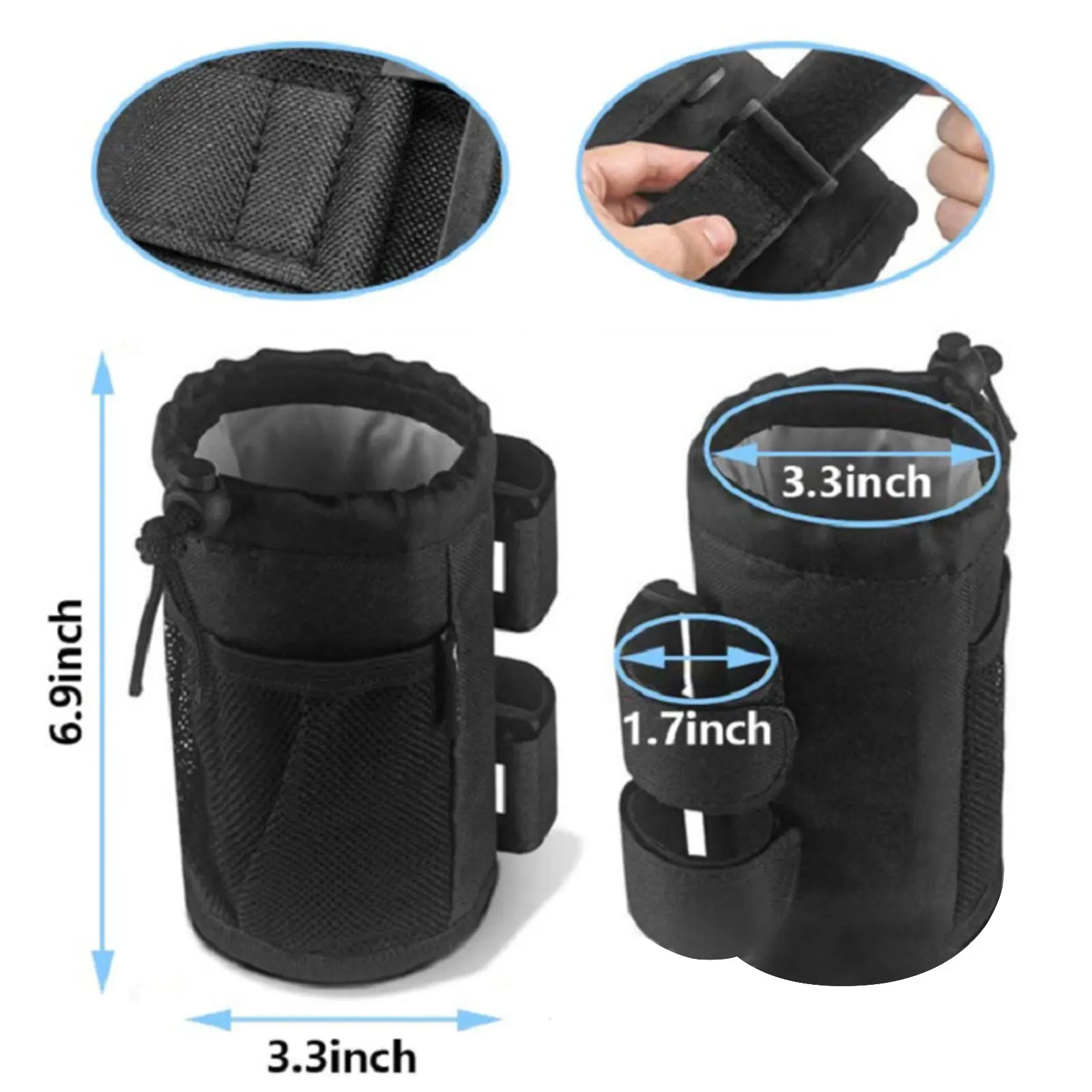 Water Bottle Holder For UTV Oxford Fabric Bicycle Cup Holder Water Botter Holder For UTVS WHEELCHAIR Scooter Walker Rollator