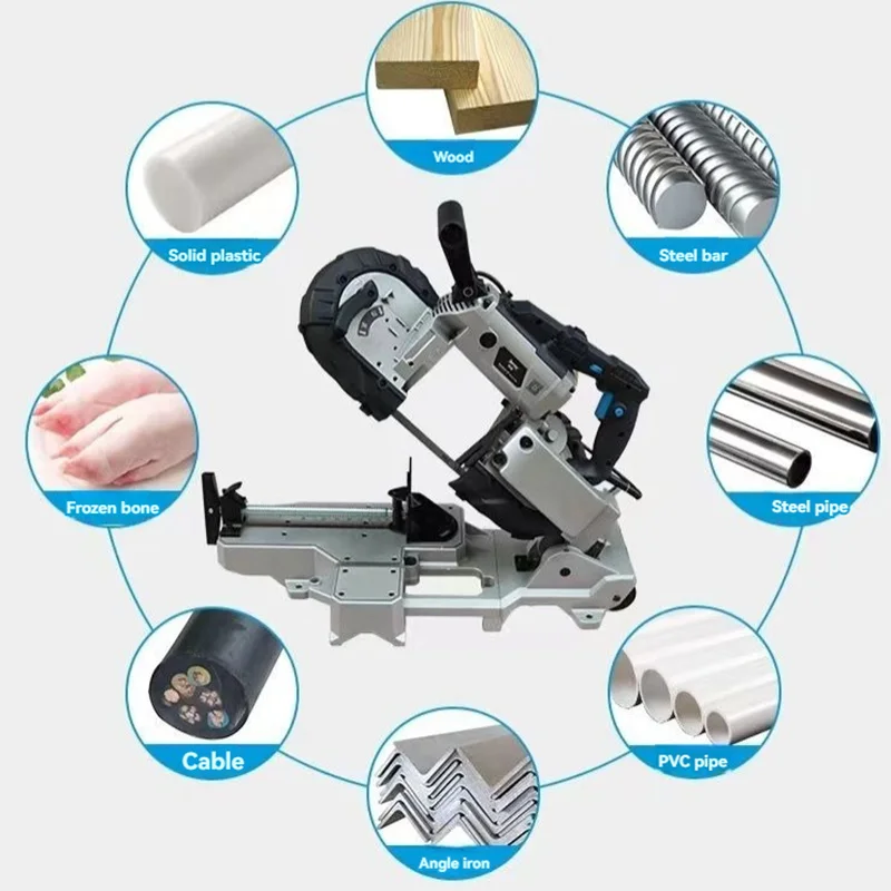 Handheld Band Saw Aluminum Material Cutting Saw Metal and Wood Cutting Cutting Machine Woodworking Power Tool