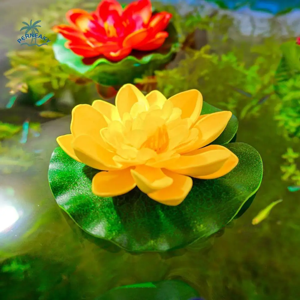 

7pcs/set Decorative 10cm Artificial Lotus Plant Lifelike Realistic Lotus Flower Random Color Simulation Lotus Aquarium