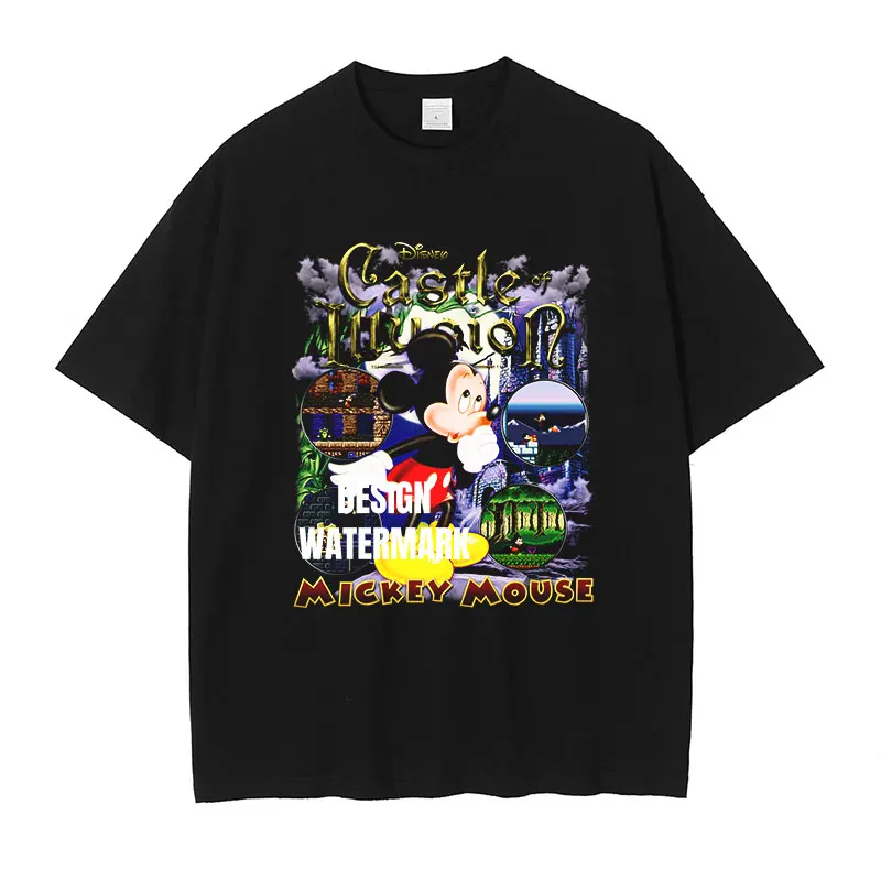 

MINISO Mickey Mouse T Shirts Vintage Washed Anime Ducktales Kids T-shirt Oversize Scrooge McDuck Short Sleeve Cartoons Tops Tees