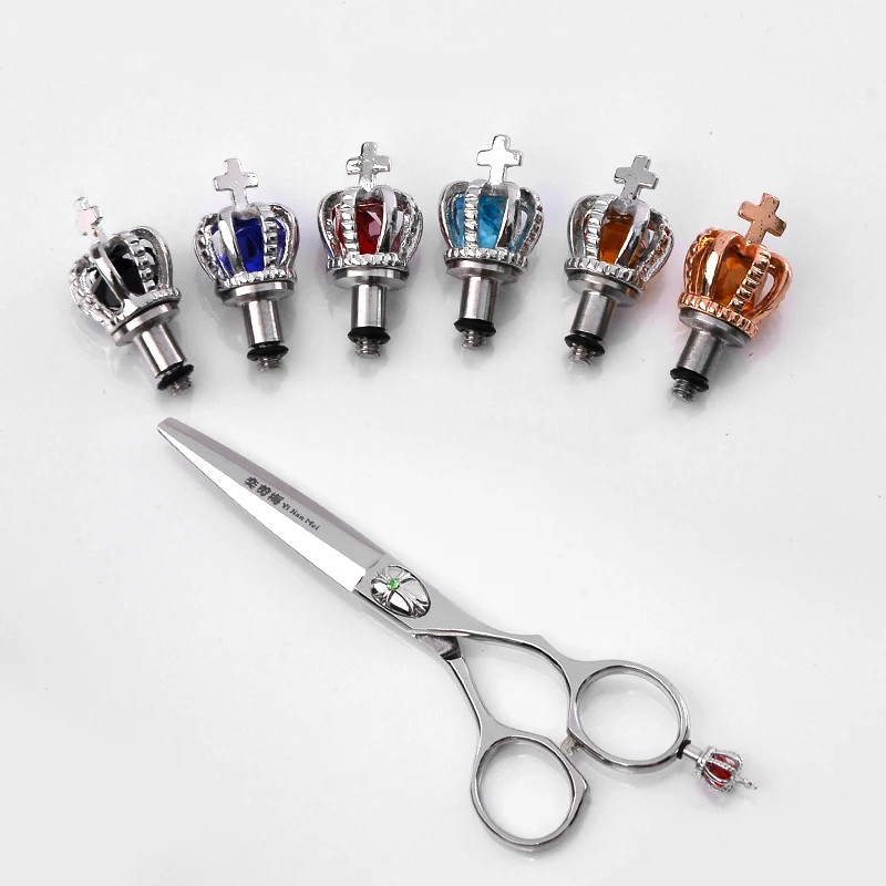 10PCS Mix Colors Crown shape Finger Rest for Hair Scissors Parts M 3.0*0.5mm Hairdressing tool accessories for High-end Scissor