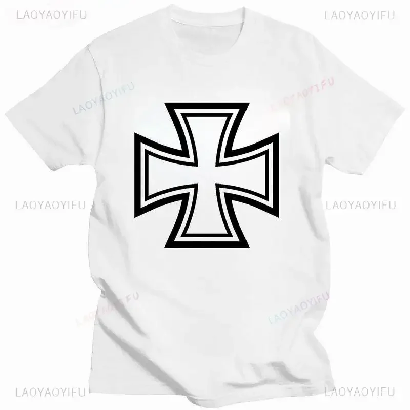 Classic German Army Iron Cross First Men T Shirt Vintage Summer O-neck T-shirt Unisex Streetwear Men Clothing