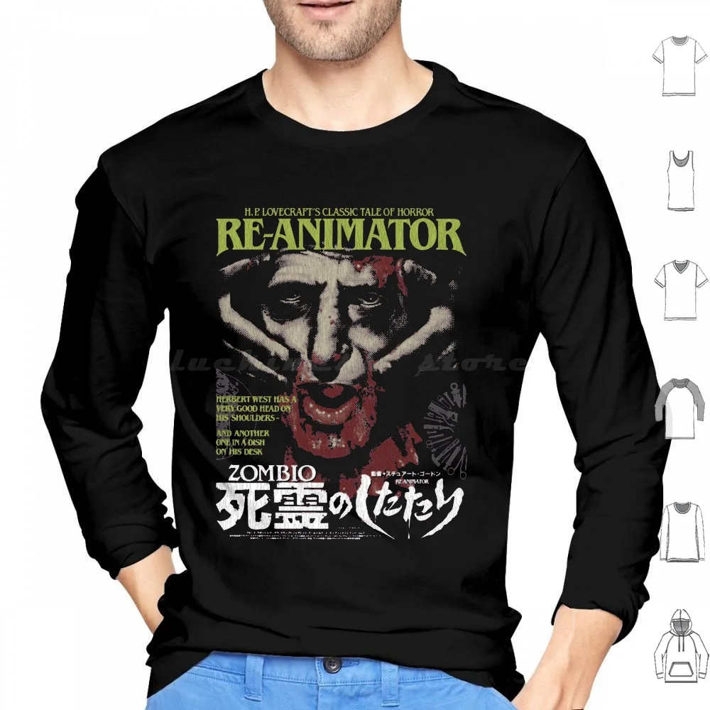 Re Animator Hoodies Long Sleeve Reanimator Hp Cult Film Obscure Horror Movie Vintage Retro Horror Movie Classic Film