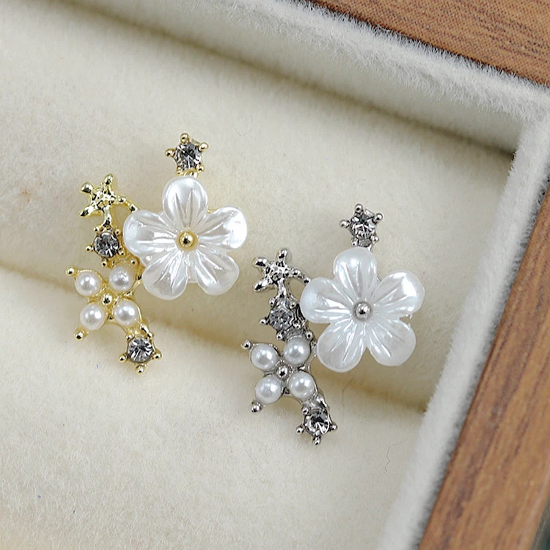 

10PCS Pearlescent 3D Luxury Alloy Flower Nail Art Pearl Accessories Charms Parts For Nails Decoration Manicure Supplies Material