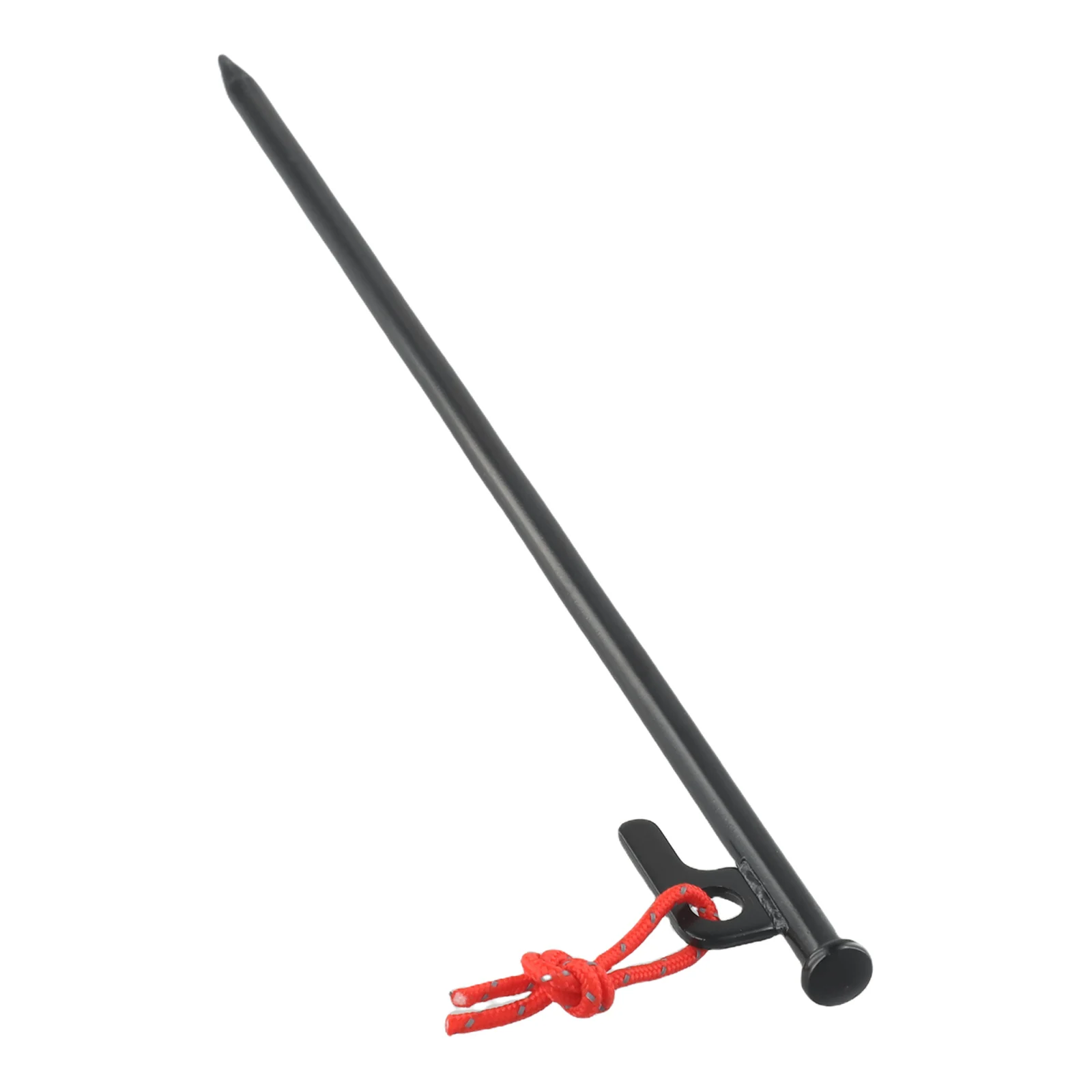 Camping Equipment Sturdy Metal Tent Stakes with Attached Rope Offering Exceptional Stability on Hard Terrain Environments