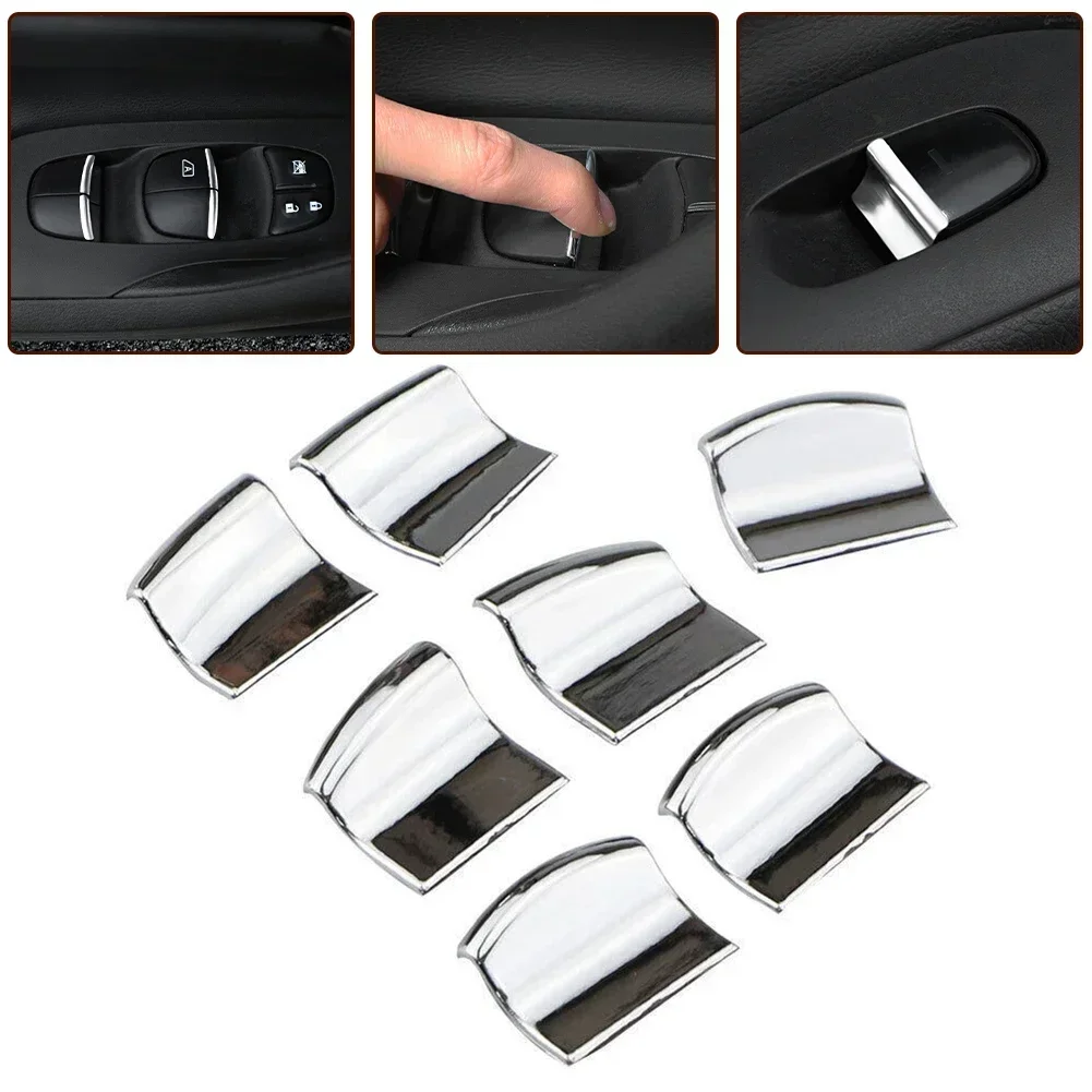 Auto Glass Lift Button Sequin Sticker Set for Nissan For XTrail T32 2014 2022 ABS Material with Double Sided Tape