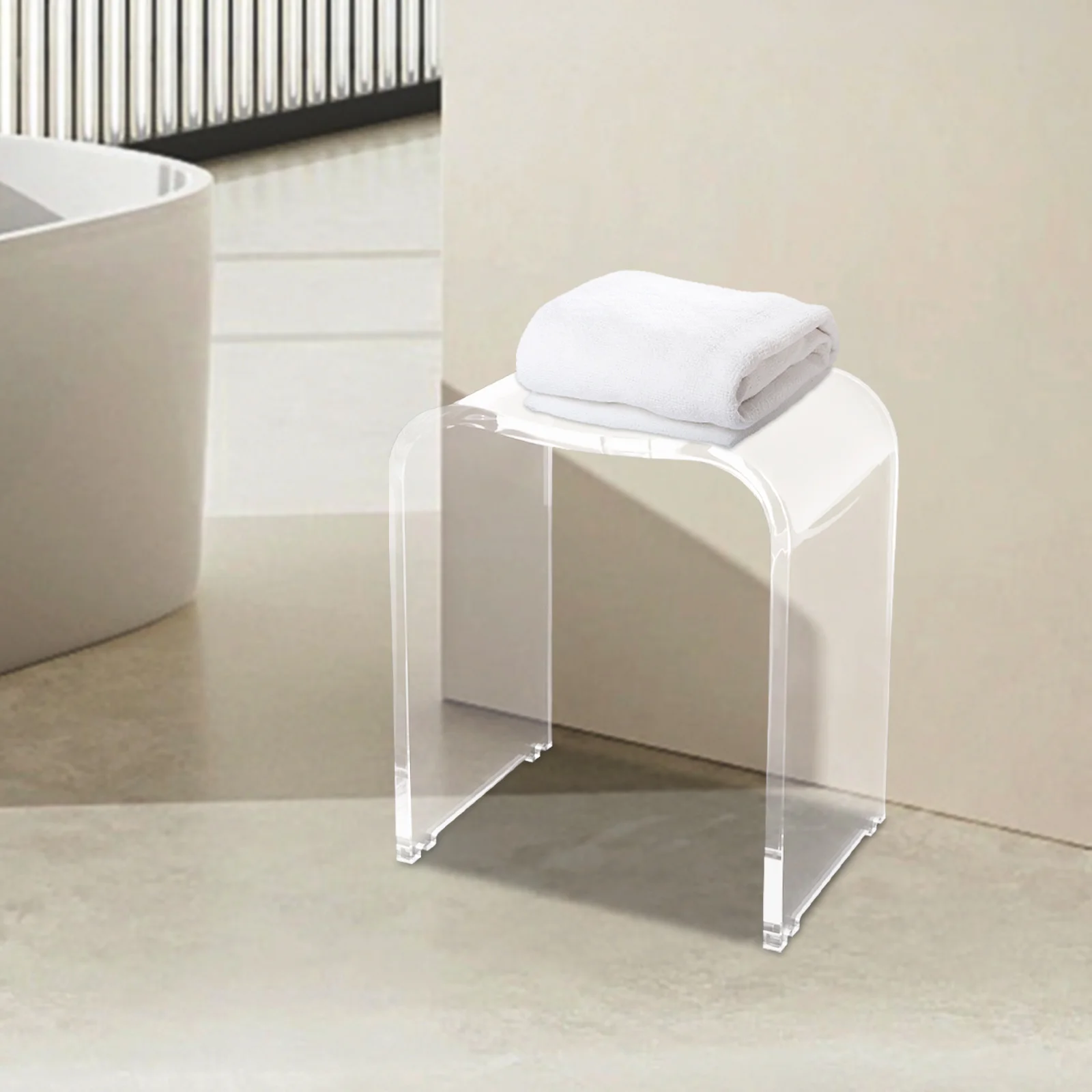 

Modern Acrylic Transparent Shower Bench Living Room Bedroom Bathroom Bench Maximum Load Capacity 150KG