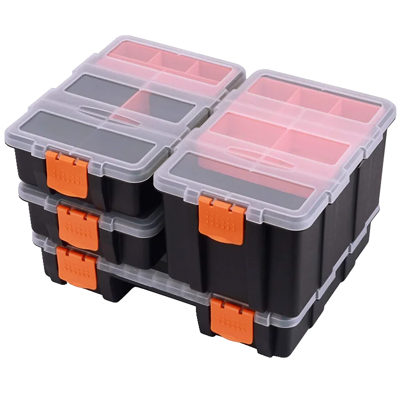 Portable Parts Box Hardware Storage Toolbox Plastic Case Multi-Grid Combination Screw Storage Box Garage Repair Tool Box