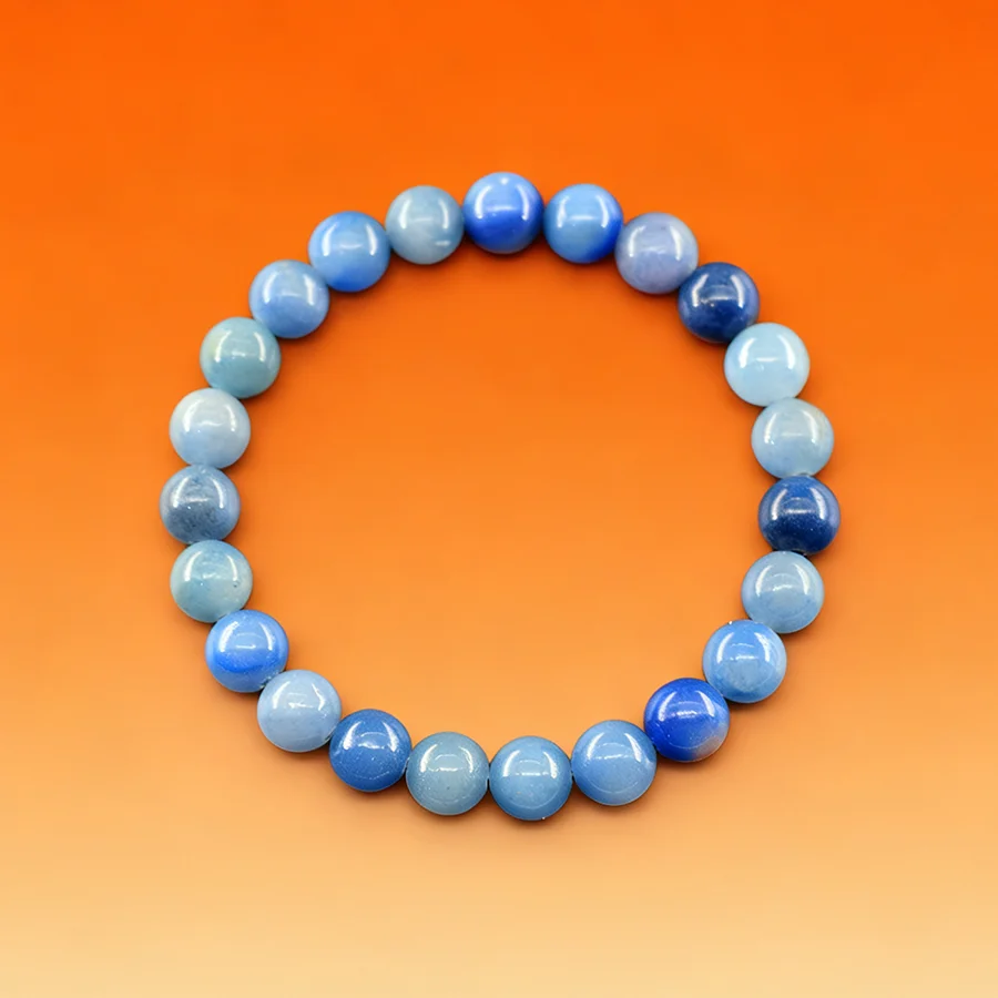 Bracelet en perles d'aventurine bleue naturelle pour femmes et hommes, bracelet en perles de cristal de jade bleu ciel, protection porte-bonheur, cadeau de prière