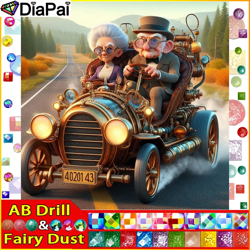 

DiaPai Fairy Dust AB Diamond Painting "Elderly Car " 5D DIY Diamond Embroidery Full Square/round Rhinestone Of Picture