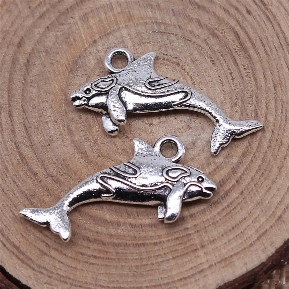 Accesories Fish Charms Jewelry Materials 24x12mm 20pcs