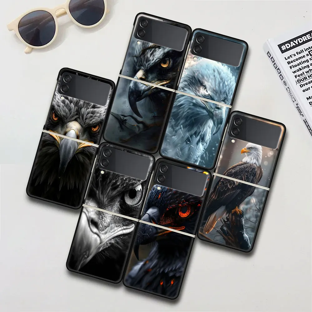 Fashion Eagle Cool Case for Samsung Galaxy Z Flip4 Flip3 Hard PC Phone Cover Flip 4 3 5G Black Folding Funda Zflip4 Zflip3 Shell