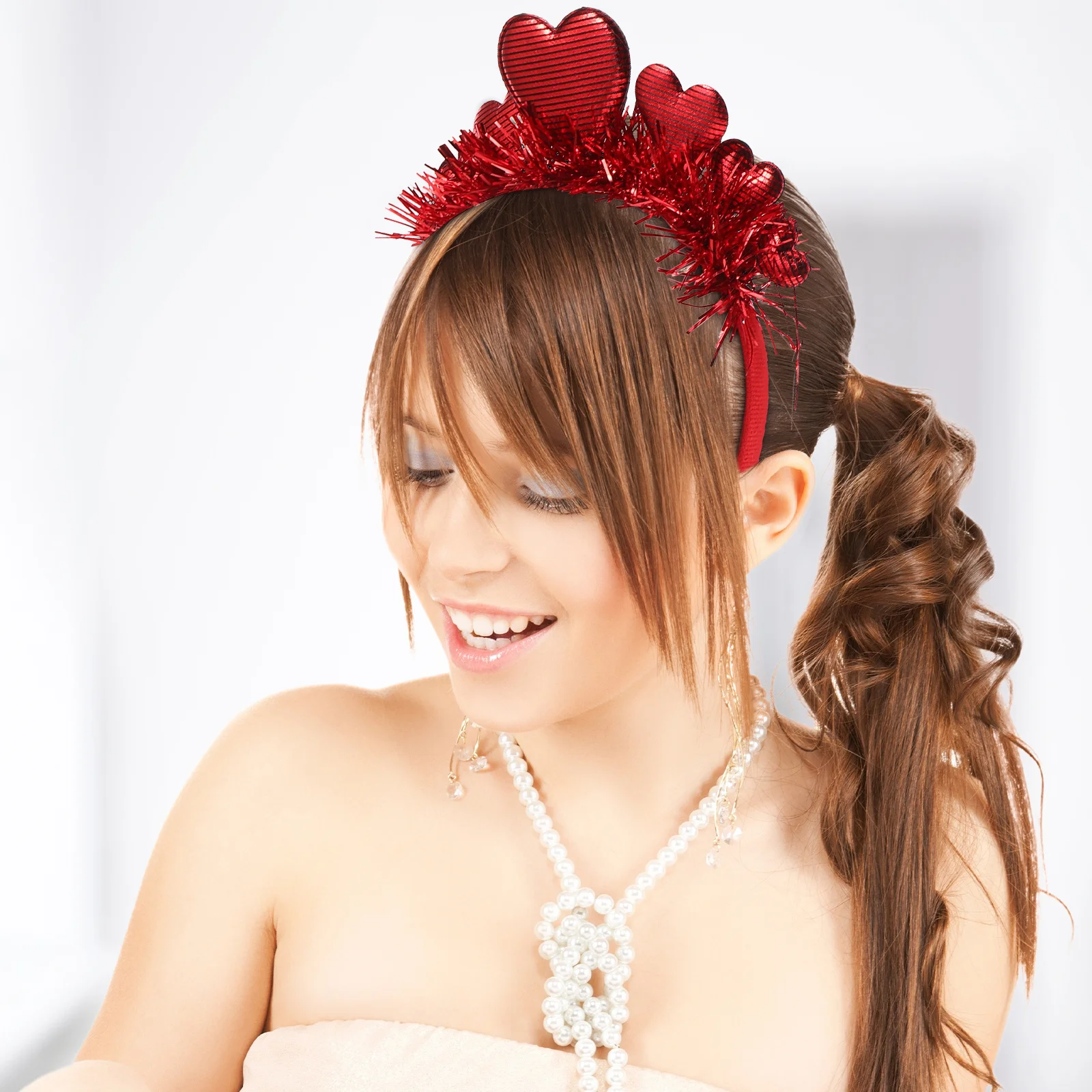 Bandeau en forme de cœur à paillettes rouges pour la saint-valentin, 3 pièces, cerceau pour cheveux, coiffure à paillettes, Costume de fête, mariage, anniversaire, événement