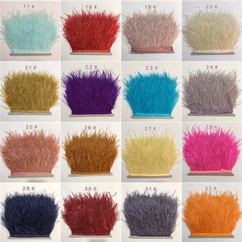 

10 yards Ostrich Feathers Trims Fringe with Satin Ribbon 4-6 inch 10-15CM Tape Dress Sewing Crafts Costumes Decoration