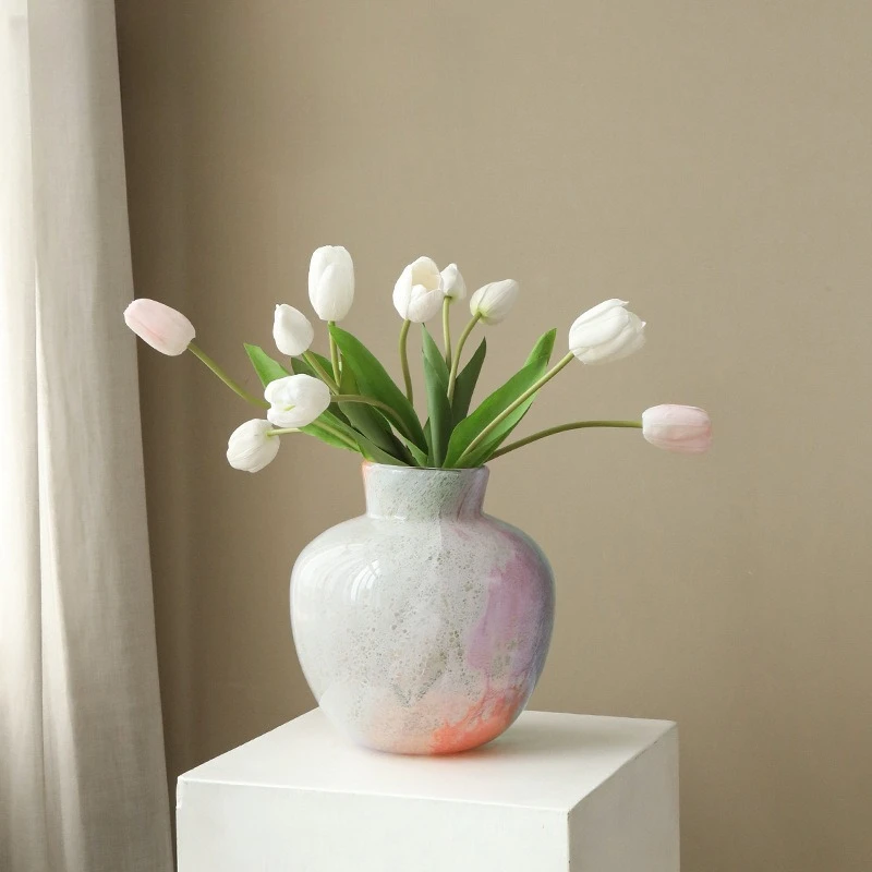 Art glass vase hydroponic utensils dining table flower arrangement creative retro style advanced flower sensor