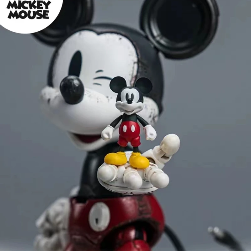 17cm Disney Black White Colorful Mech Mickey Mouse Anime Simulation Action Figure Collects Garage Kit Brithday Christmas Gift